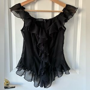 Lioness Sheer Black Ruffle Blouse